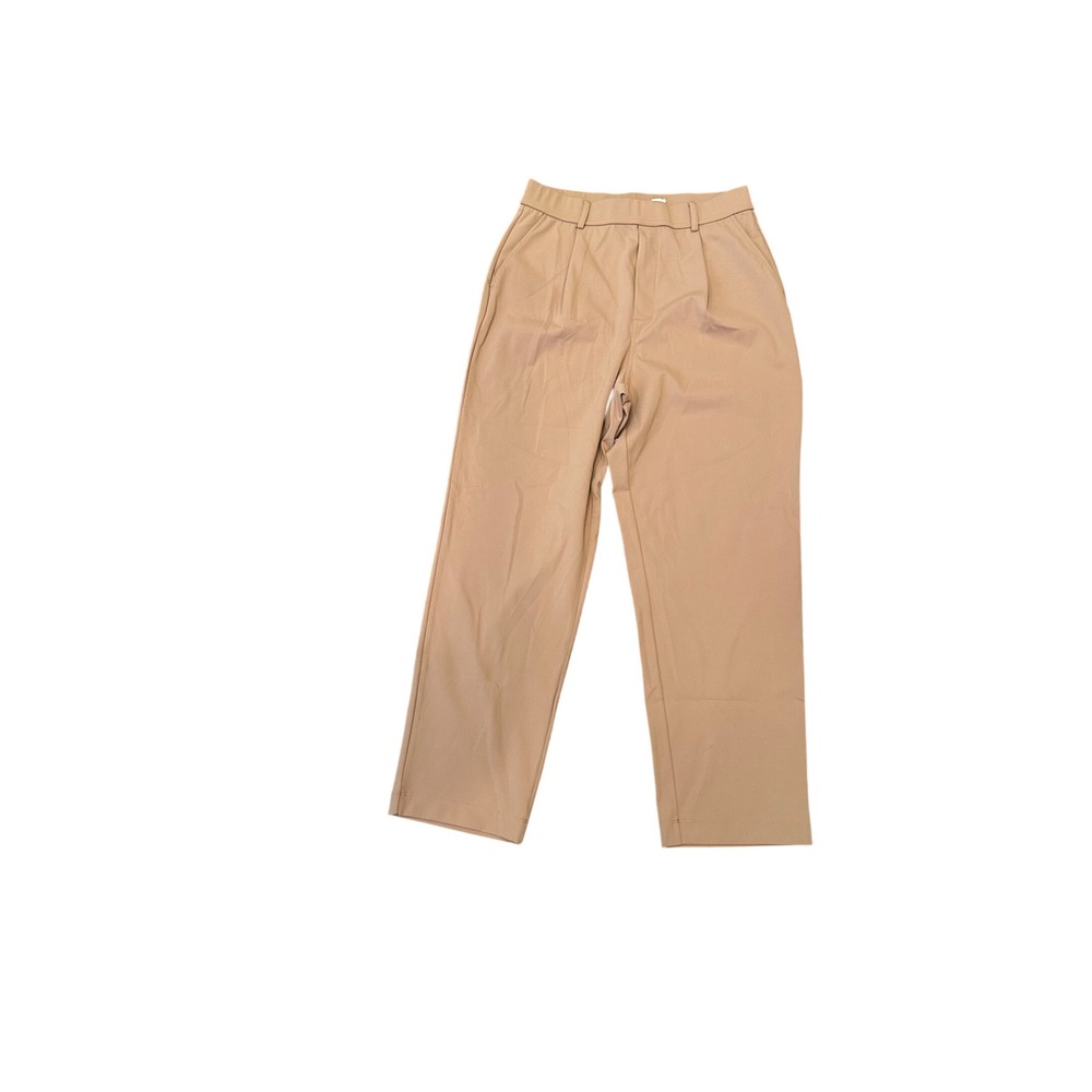 Halara Tan Beige High Waisted Pleated Tapered Dress Pants M Regular 02811624